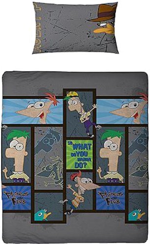 Phineas and Ferb 'Agent' Rotary Single Duvet Cover and Pillowcase