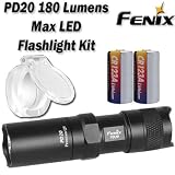 Fenix PD20 180 Lumens Max LED Flashlight with Fenix FAO Flashlight Filter Adapter Orange and Batteries