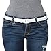 Adjustable Stretch Belt: No Show Flat Buckle, Non-Slip Backing (Belt-Loops not required)â€¦white
