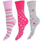 Womens/Ladies Cotton Rich Patterned Casual Socks with Non Elastic Tops (Pack of 3)