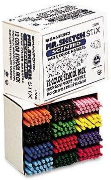 Mr. Sketch 1905315 Scented Stix Watercolor Markers Fine Point 12 Colors 216/Set (San1905315)