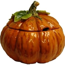 Large Ceramic Pumpkin Soup Tureen and Ladle Set by Gourmet Home Collection