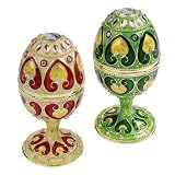 Art Nouveau Heart Egg Set in Peach and Cream and Emerald Lime
