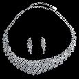 Silver Tone Rhinestone Crystal Wedding Bridal Necklace Earrings 2-Piece Set