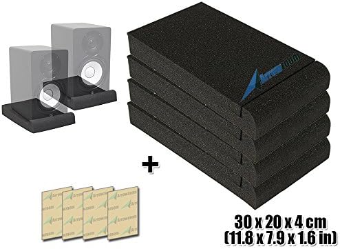 Arrowzoom New 4 Pieces Large High Density Isolator Foam Studio Solutions Monitor Speaker Isolation Pads Dampening Recoil Stabilizer Speaker Risers 11.8 X 7.9 X 1.6 in AZ1108
