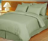IMAGE OF Full/Queen Comforter Set 100% Egyptian Cotton 600 Thread Count Duvet Cover Set + Comforter - Mint Green Stripe