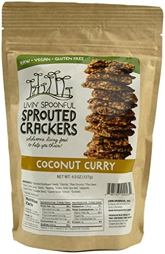 Raw Sprouted Crackers, 4.5 Oz, Coconut Curry, (2-pack)