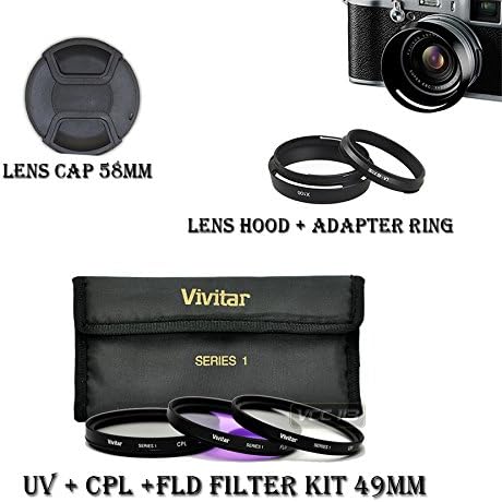 Lens Hood For Fujifilm X100 X100S,LH-X100,AR-X100 + Filter Kit 49mm UV/CPL/FLD + Lens Cap 58mm