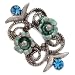 Slider Two-Hole Beads Light Blue Ornate Filigree With Aquamarine Crystal (4 Beads)
