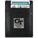 Georgia Tech Yellow Jackets Black Leather Money Clip and Business Card Holder