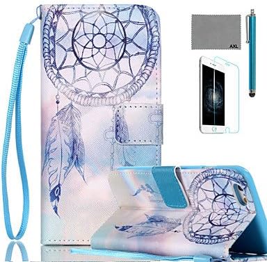 Keiner Case Cover Knitted Feather Windbell Pattern PU Full Body Leather Case with Screen Protector and Stylus for iPhone 6/6S Plus