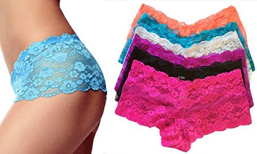 Undressd 6-pack of Womens Seamless Lace Boyshort Panties (Medium)