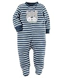 カーターズ ロンパース carter's 男の子用ブルーグレーボーダーワンちゃんフリース足つきカバーオール (9months(67-72cm)) [並行輸入品]