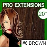 Pro Extensions 20" x 39" #6 Medium Brown 100% Clip on in Human Hair Extensions