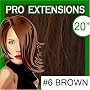 Pro Extensions 20" x 39" #6 Medium Brown 100% Clip on in Human Hair Extensions