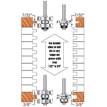 Freud 99-036 Adjustable Tongue and Groove Router Bit Set, 1/2-Inch Shank