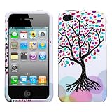 Iphone 4 and 4s for AT and T / Verizon Tree with Colorful Heart Love Leaves on White Back Snap on Case