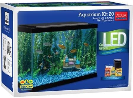 Aqua Culture Low-Profile Hood Aquarium Starter Kit, 20 Gallon, Includes A Tetra Internal Filter