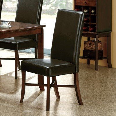 Leather Parson Chairs in Dark Brown (Set of 2)