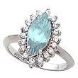 14K White Gold Aquamarine and Diamond Ring