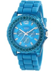 XOXO Womens XO8043 Rhinestone Accent Turquoise Silicone Strap Watch