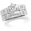 18K White Gold Diamond Wedding Set Semimount - CENTER STONE NOT INCLUDED - 0.35 Ct.
