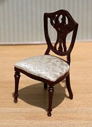 Dollhouse Miniature Round Back Handcarved Mahogany Chair
