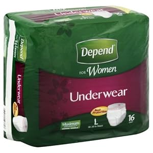 Depend Super Absorbency Protective Underwear for Women Maximum Absorbency , Large (38-50 Inch), 16 Count