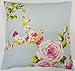 SHABBY PINK BLUE ROSE FLORAL COTTON CHIC CUSHION COVER 18
