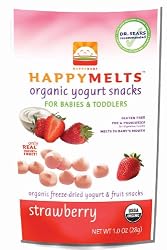 HAPPYMETLS Organic Yogurt Snacks for Babies & Toddlers, Strawberry, 1-Ounce Pouch (Pack of 8)
