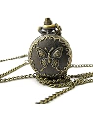 Youyoupifa Wholesale 5pcs/lot Bronze Butterfly Pattern Case Quartz Pocket Watch