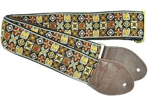 Souldier GS0296NM01WB Custom USA Handmade Woodstock Acoustic Guitar Strap - Brown/Gold