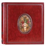 Fiori Italian Leather Photo Album / Wedding Album / Scrapbook, Embossed with Hand Painted Flowers, Gift Boxed, 14x14