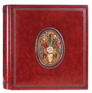 Fiori Italian Leather Photo Album / Wedding Album / Scrapbook, Embossed with Hand Painted Flowers, Gift Boxed, 14x14"