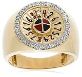 10k Yellow Gold Men's Diamond Roulette Ring (1/8 cttw, I-J Color, I2-I3 Clarity), Size 10
