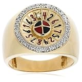 10k Yellow Gold Mens Diamond Roulette Ring (1/8 cttw, I-J Color, I2-I3 Clarity), Size 10