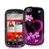 Purple Love Design Crystal Hard Skin Case Cover for Motorola Cliq 2 MB611 P ....