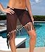 1 World Sarongs Womens Sheer Swimsuit Cover-Up Sarong in Black