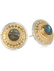 Anna Beck Designs "Gili Labradorite" 18k Gold-Plated Labradorite Stud Earrings
