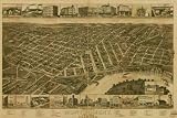 Perspective map of Montgomery, State capital of Alabama. H. Wellge, sk. Beck & Pauli Lith. Co., large historic panoramic map reprint 54x36