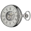 Chrome Plated Mechanical Half Hunter Pocket Watch B7