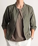 (バレッタ) Valletta 綿麻 7分袖 MA-1 ジャケット リネン コットン 七分袖 ブルゾン 無地 ミリタリー ストリート カジュアル メンズ カーキ Mサイズ