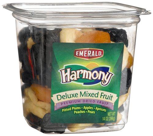 Emerald Harmony Dried Deluxe Mixed Fruit, Plums, Apples, Apricots, Peaches and Pears, 14-Ounce Tubs (Pack of 3)