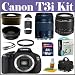 Canon EOS Digital Rebel T3i 18MP SLR Camera with EF-S 18-55mm f/3.5-5.6 IS II Zoom Lens & EF 75-300mm f/4-5.6 III Zoom Lens + Deluxe Accessory Kit