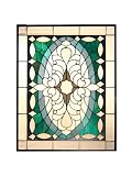 Dale Tiffany SC0127 Clairmont Art Glass Window Panel , 21-Inch by 28-Inch