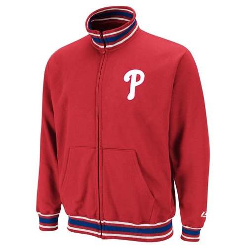Majestic Philadelphia Phillies Red Clutch Hitter Full Zip Track Jacket (XX-Large)