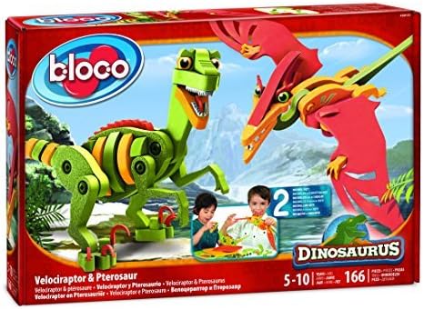 Wooky Bloco Dinosaurus Velociraptor and Pterosaur Building Set by Wooky