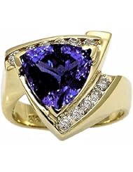 14K Yellow Gold Tanzanite and Diamond Ring -- LIFETIME WARRANTY