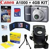Canon Powershot A1000IS 10MP Digital Camera (Grey) + 4GB Accessory Kit