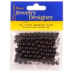 6mm Loose Round Pearls, Black, 120 Pc Pkg (1 Pack)